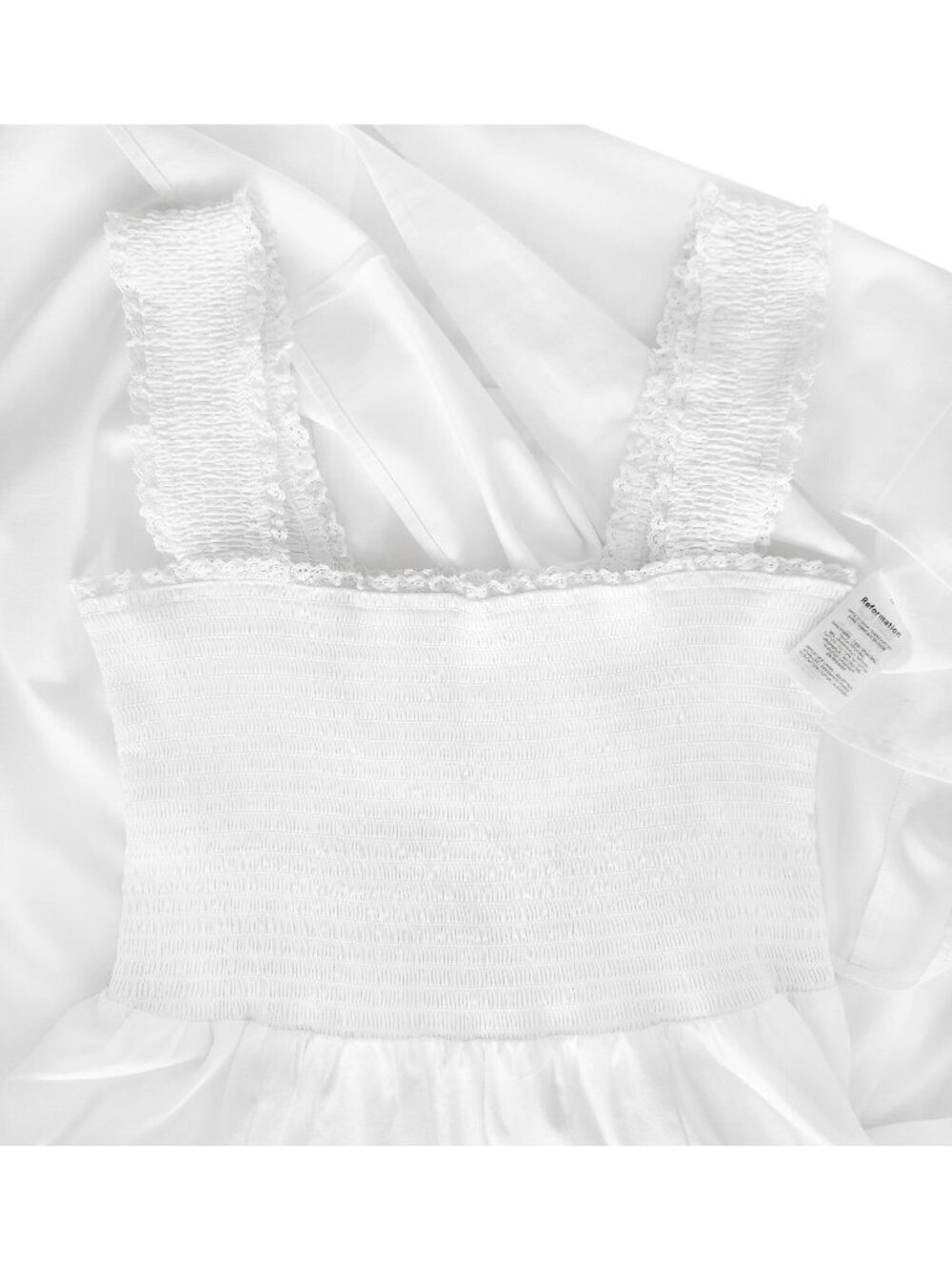 Reformation Villa Sleeveless Smocked Cotton Midi Summer Dress White Size L - Picture 2 of 3